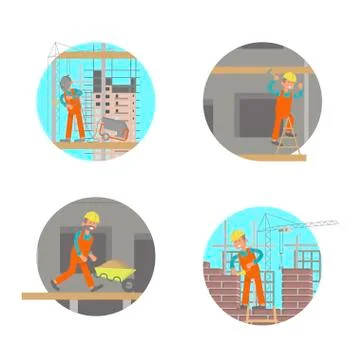 Set of builders Stock Illustration