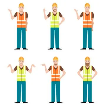 Set of builders Stock Illustration