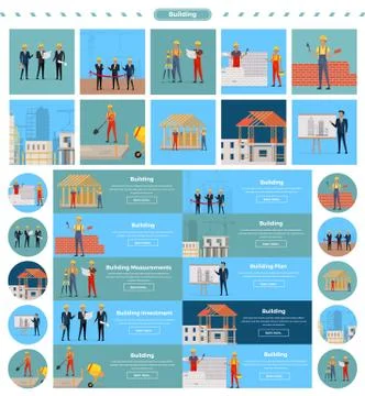 Set of Building Concepts and Web Banners Vectors Ilustración de archivo