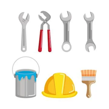 Set building construction and home repair tools Ilustración de archivo