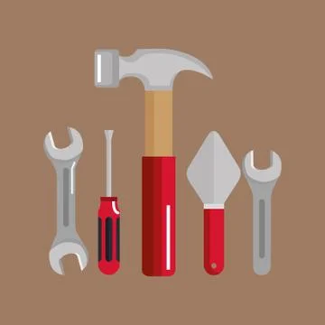 Set building construction and home repair tools Ilustración de archivo