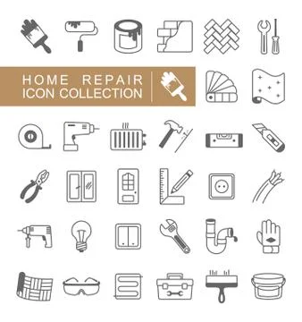 Set of building construction and home repair icons Stock Illustration