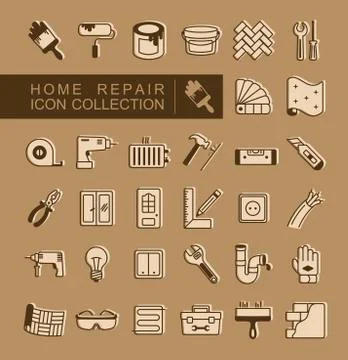 Set of building construction and home repair icons Stock Illustration