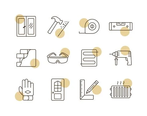 Set of building construction and home repair icons Stock Illustration