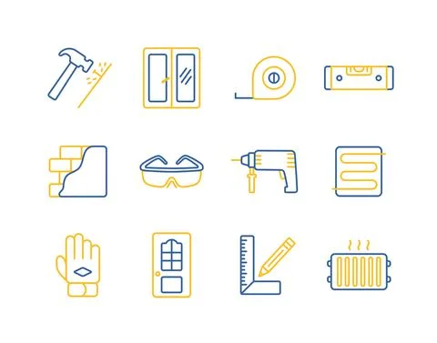 Set of building construction and home repair icons Stock Illustration