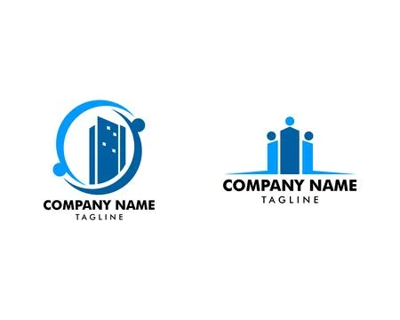 Set of Building Group People Logo Icon Design Stock Illustration