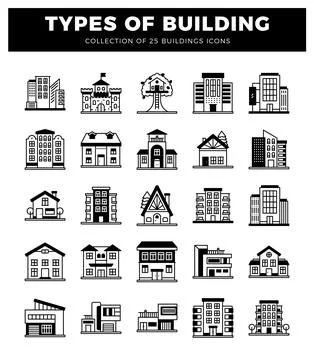 Set of building icons for architecture and real estate projects. Ilustración de archivo
