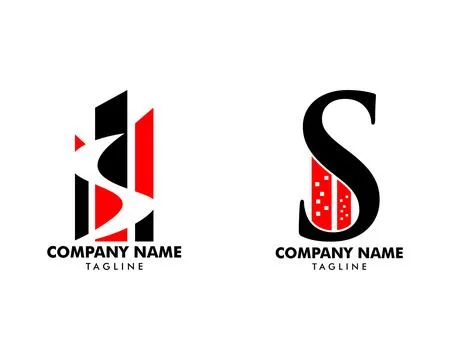 Set of Building With Letter S Logo Design Stock Illustration