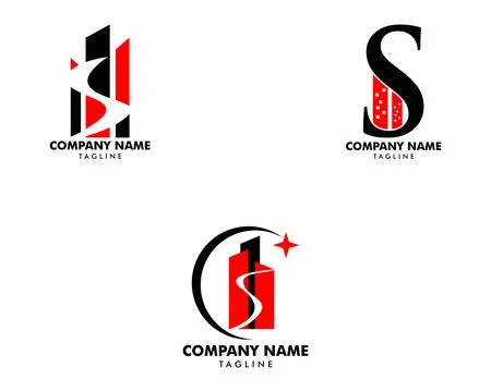 Set of Building With Letter S Logo Design Stock Illustration