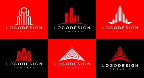 Set of building logo design template. Building logo vector. Stock Illustration