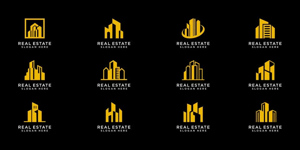 Set of building logo vector design Stock Illustration