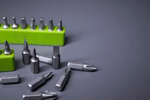 A set of building tools and instruments for repair in black and green colour Fotos de archivo