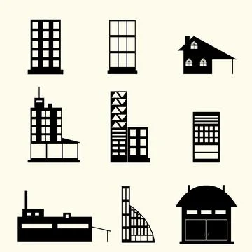 Set of buildings Stock Illustration