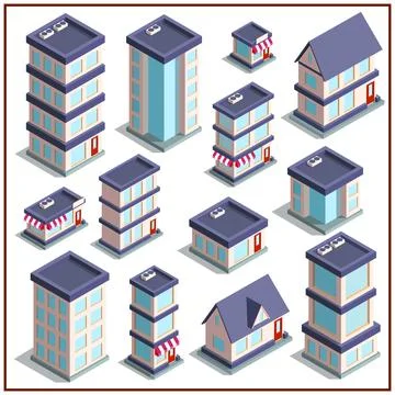 A set of buildings. Stock Illustration