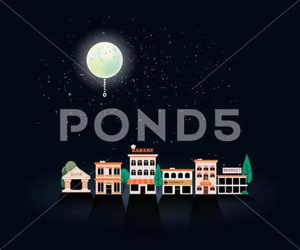 Set buildings of small business flat design Stock Illustrationen