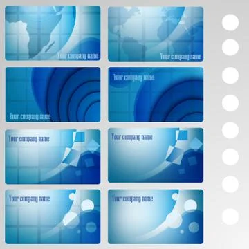 Set of buisness card blue Stock Illustration