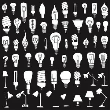 Set of Bulb Doodle. Stock Illustration