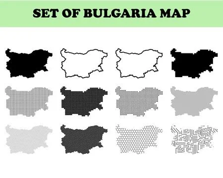Set of Bulgaria Map Illustrations in Various Styles and Patterns Stock Illustration