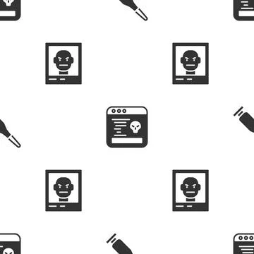 Set Bullet, System bug and Wanted poster on seamless pattern. Vector イラスト素材