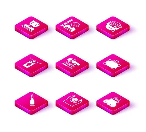 Set Bullet, Thief surrendering hands up, Money laundering, Car theft, Wallet Ilustração Stock