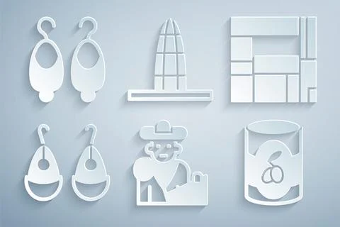 Set Bullfight, matador, House Edificio Mirador, Earrings, Olives can, Agbar 스톡 일러스트