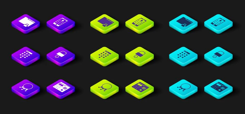 Set Bunch of keys, House intercom system, Password protection, Lock and, Mobile Illustrazione stock