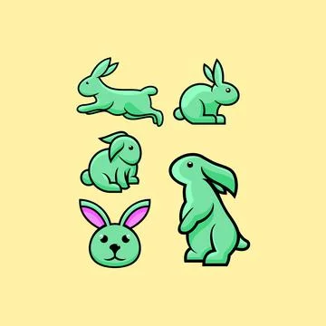 Set bundle animal rabbit Stock Illustration
