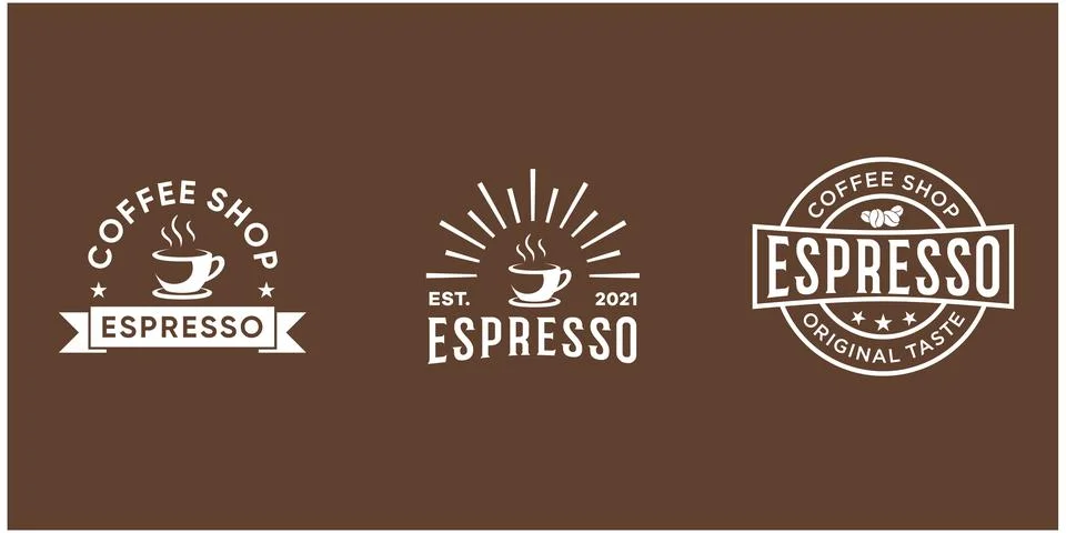 Set bundle badge coffee retro style Stock Illustration