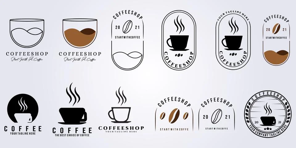 Set bundle coffee shop logo simple modern vector illustration design Stock Illustration