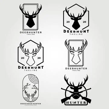 Set bundle deer logo collection deer hunting vector illustration design Stock Illustration