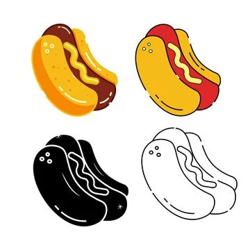 Set Bundle Of Icon Fast Food Hot Dog Stock-Illustration
