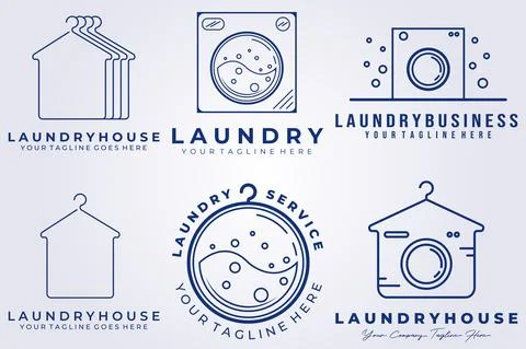 Set bundle laundry service logo vector icon illustration symbol design Illustrazione stock