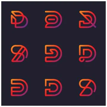 Set bundle letter D logo design Stock Illustration