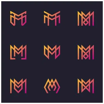 Set bundle letter M logo design Stock Illustration