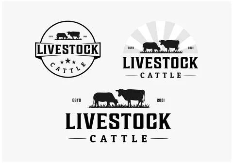 Set bundle livestock ranch beef premium vector Stock Illustration