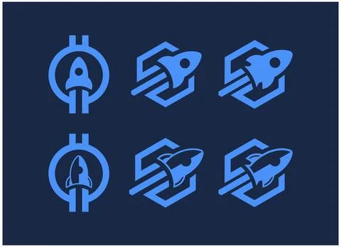 Set bundle rocket startup logo inspiration Stock Illustration