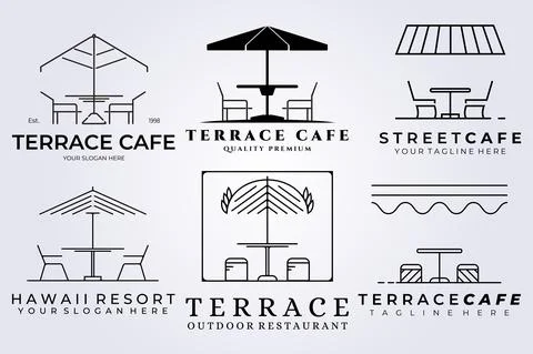 Set bundle terrace cafe logo vector icon illustration symbol design coffee sh Stock Illustration