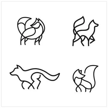 Set bundle wolf line art logo design Stock Illustration