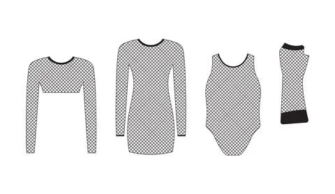 Set bundle women net clothes isolated on white background Illustrazione stock