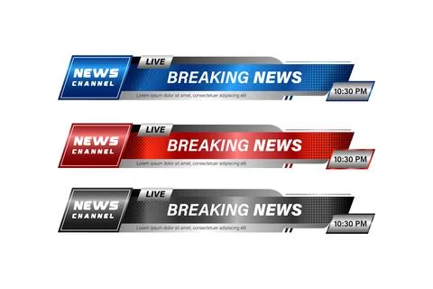 Set of bundles different color breaking news modern lower third banner vect.. Illustrazione stock