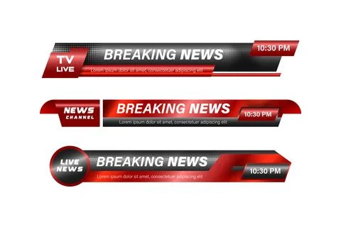 Set of bundles different style breaking news lower third element graphic Illustrazione stock