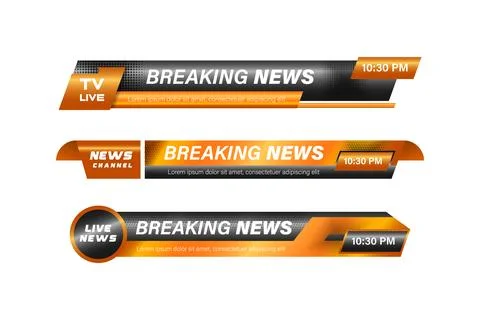Set of bundles different style breaking news lower third element design Stock Illustration
