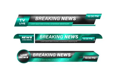 Set of bundles different style breaking news lower third element vector Stock Illustration
