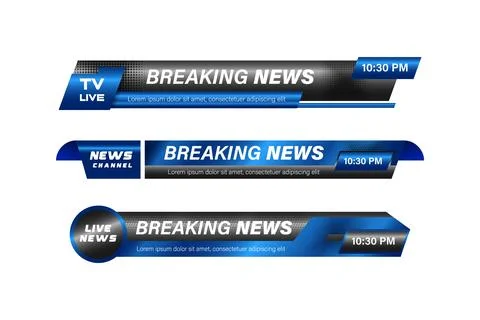 Set of bundles different style breaking news lower third element template Stock Illustration