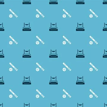 Set Bungee and Baseball bat with ball on seamless pattern. Vector Stock Illustration