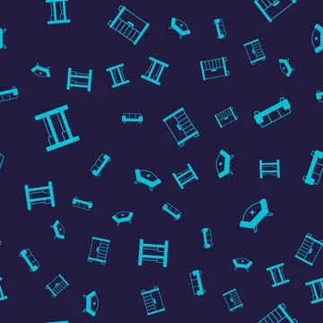 Set Bunk bed, Sofa, Wardrobe and on seamless pattern. Vector Stock Illustration