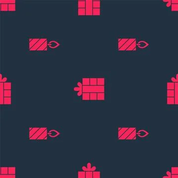 Set Burning candle and Gift box on seamless pattern. Vector Stock Illustration