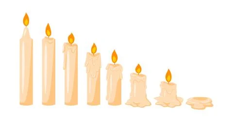 Set of Burning Candle Melting Process Set Collection, The Beauty of a Melti.. Stock Illustration
