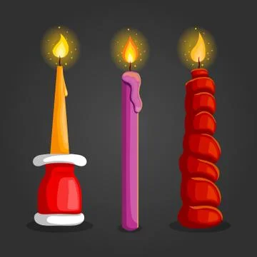 Set of burning candles Stock Illustration