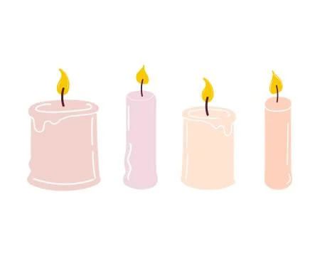 A set of burning candles. vector illustration Stock Illustration